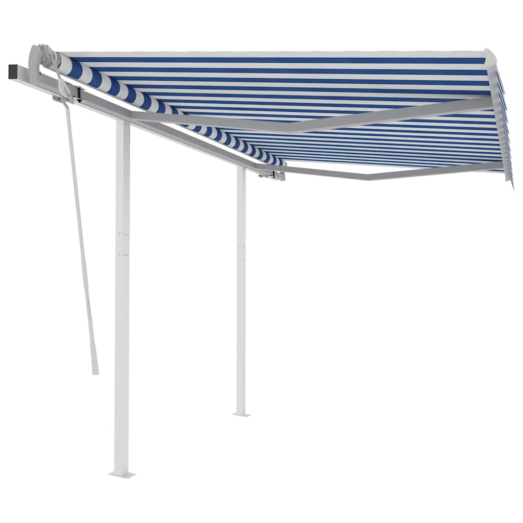 Manual Awning 3 x 2.5 m Blue and White Stripe 100% Polyester