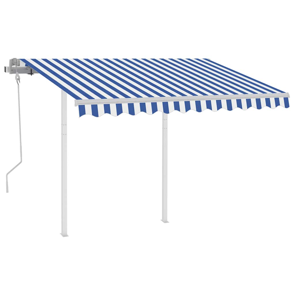Manual Awning 3 x 2.5 m Blue and White Stripe 100% Polyester