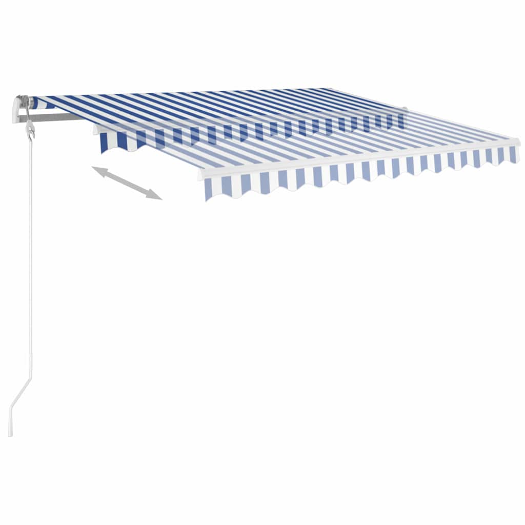 Manual Awning 3 x 2.5 m Blue and White Stripe 100% Polyester