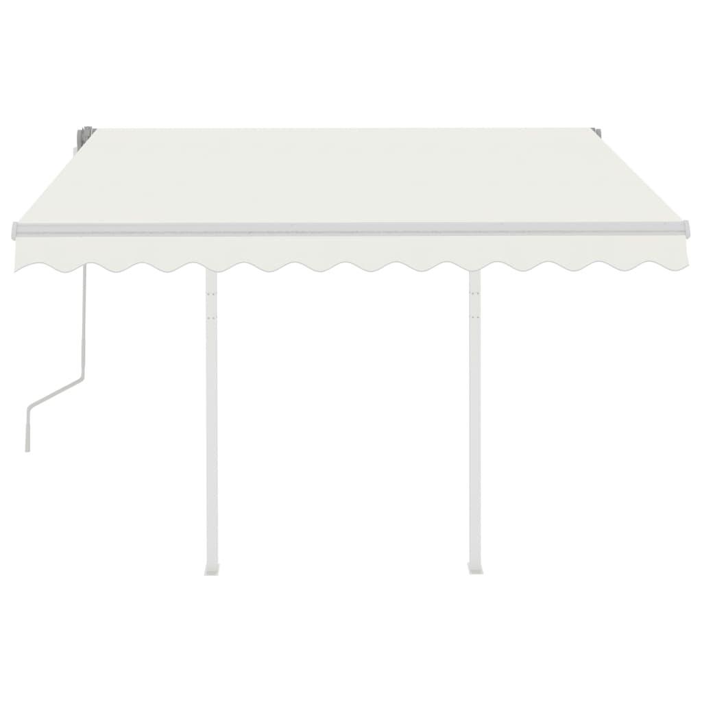 Manual Retractable Awning with Posts 3x2.5 m Cream