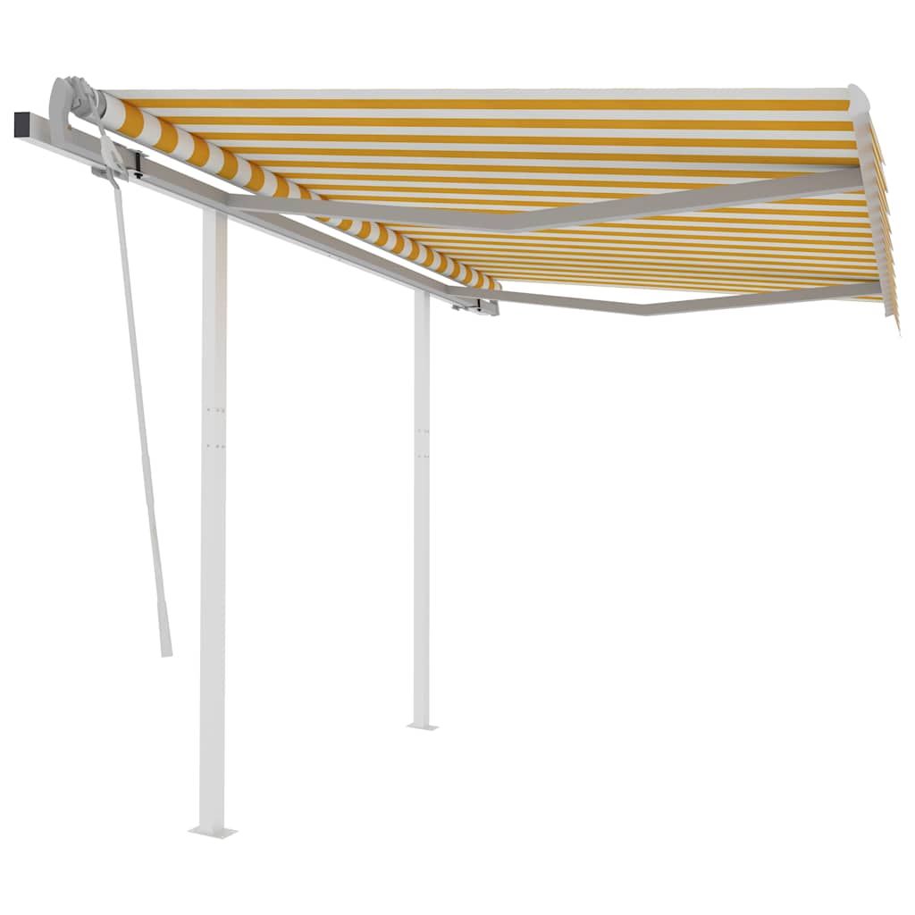 Manual Awning 3 x 2.5 m Yellow and White Stripe 100% Polyester