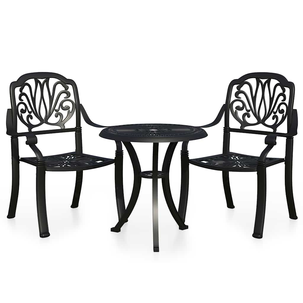 3 Piece Bistro Set Cast Aluminium Black