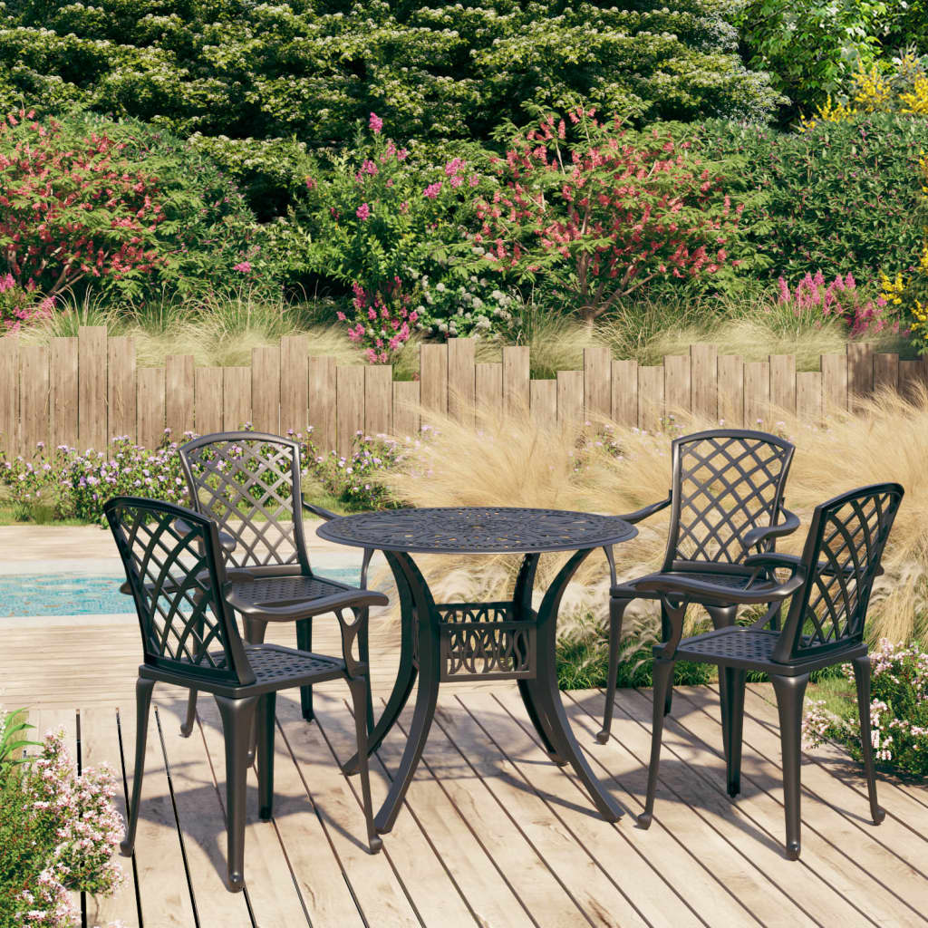 5 Piece Bistro Set Cast Aluminium Black