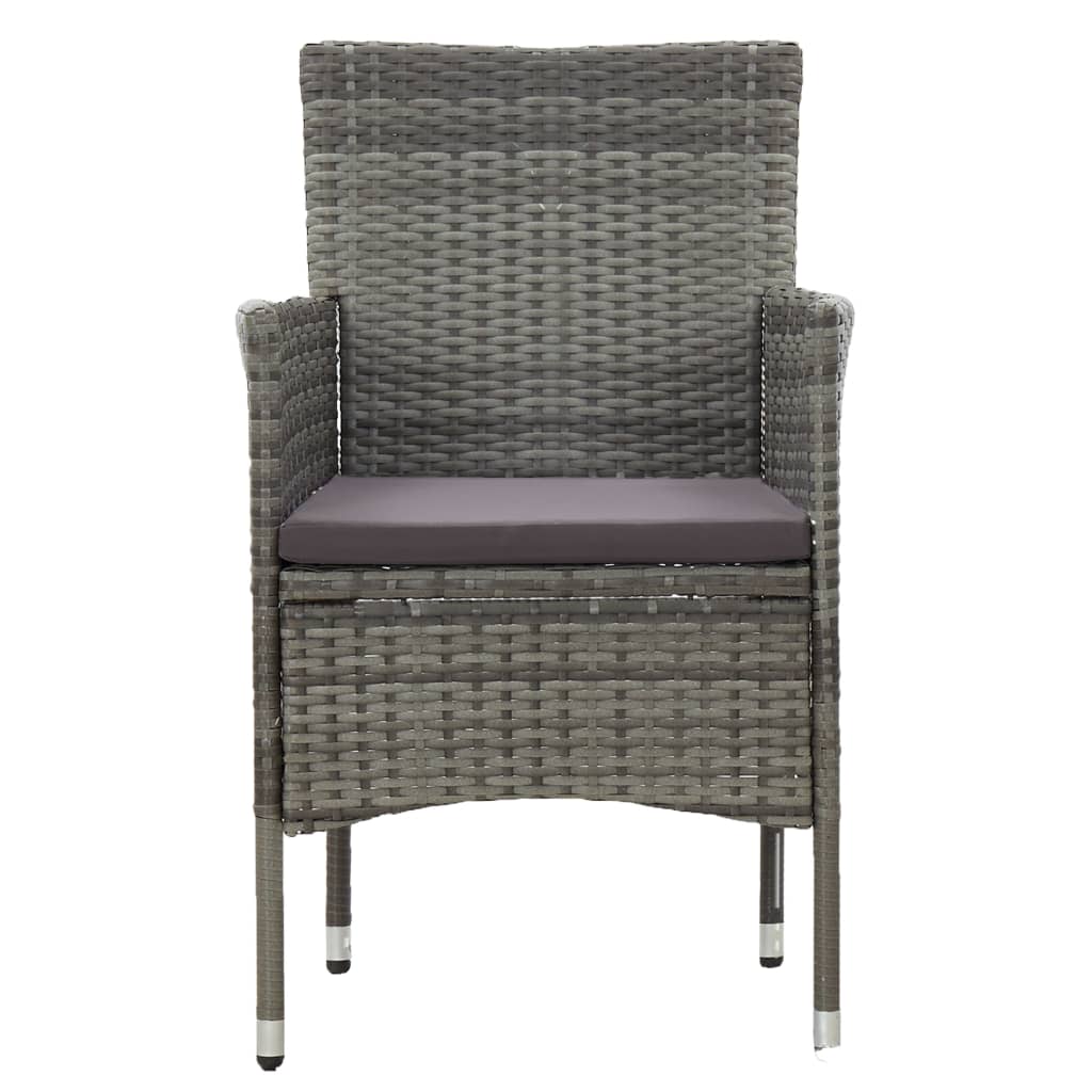 7 Piece Garden Dining Set Poly Rattan Grey
