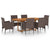 7 Piece Garden Dining Set Poly Rattan Brown