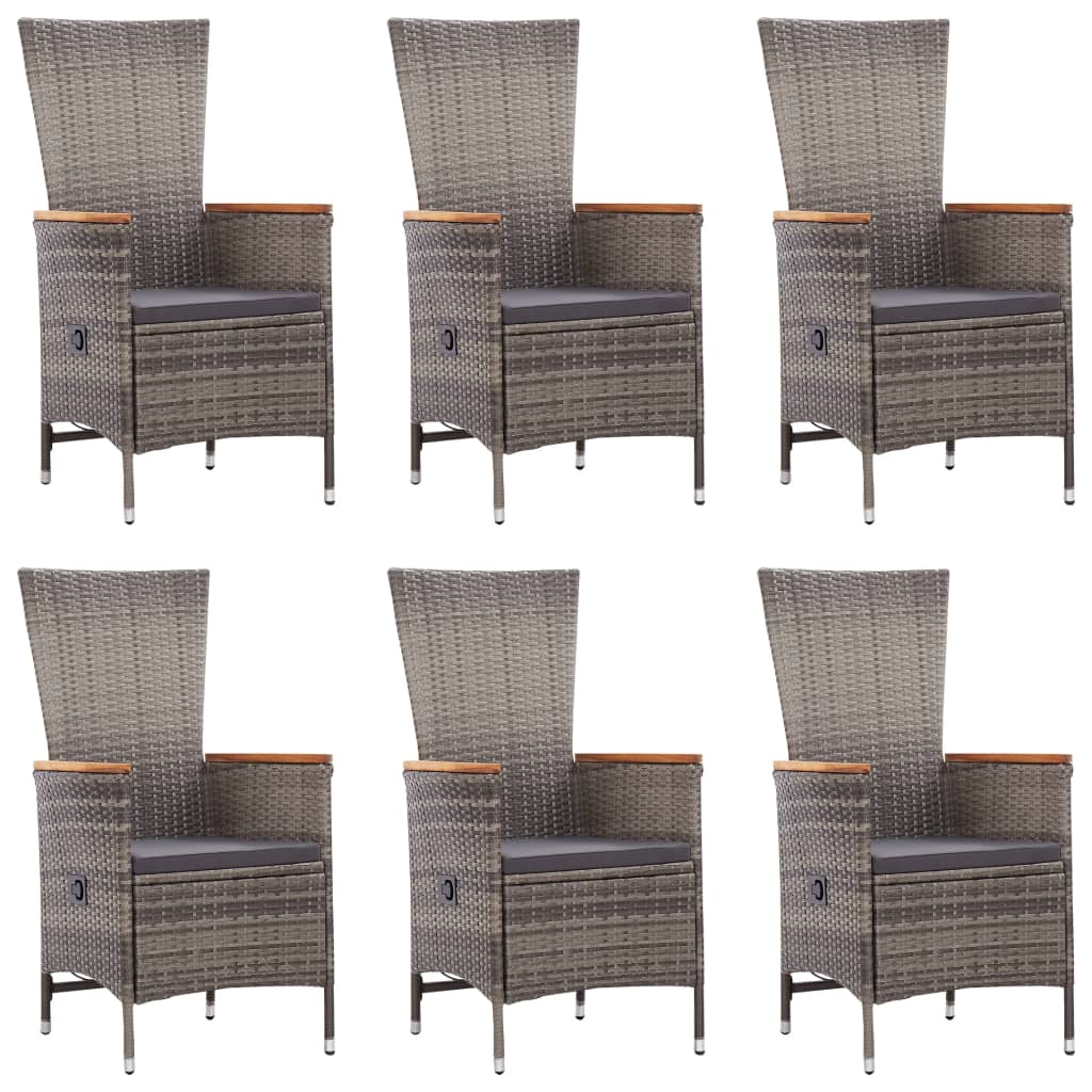 7 Piece Garden Dining Set Poly Rattan Grey