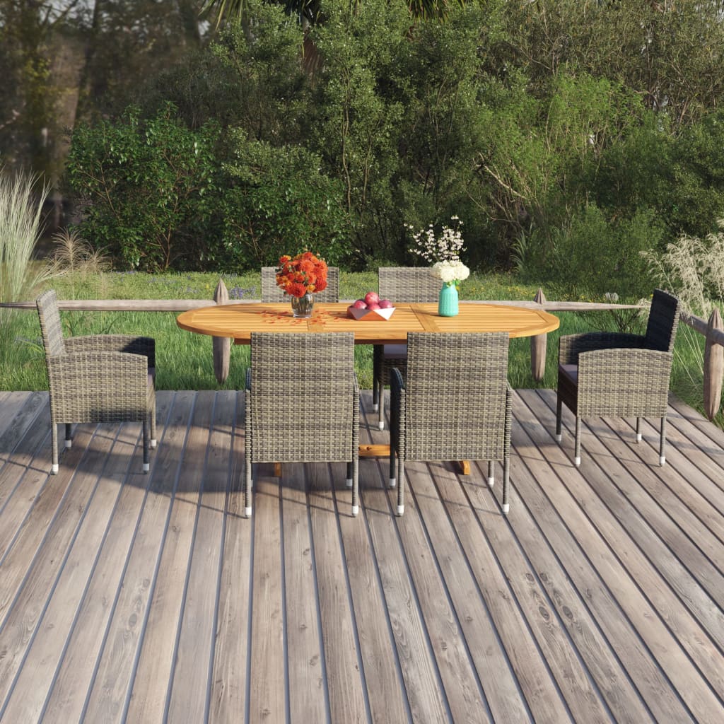 7 Piece Garden Dining Set Poly Rattan Anthracite