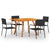 5 Piece Garden Dining Set Black