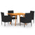 5 Piece Garden Dining Set Black