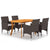 5 Piece Garden Dining Set Brown