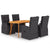5 Piece Garden Dining Set Black