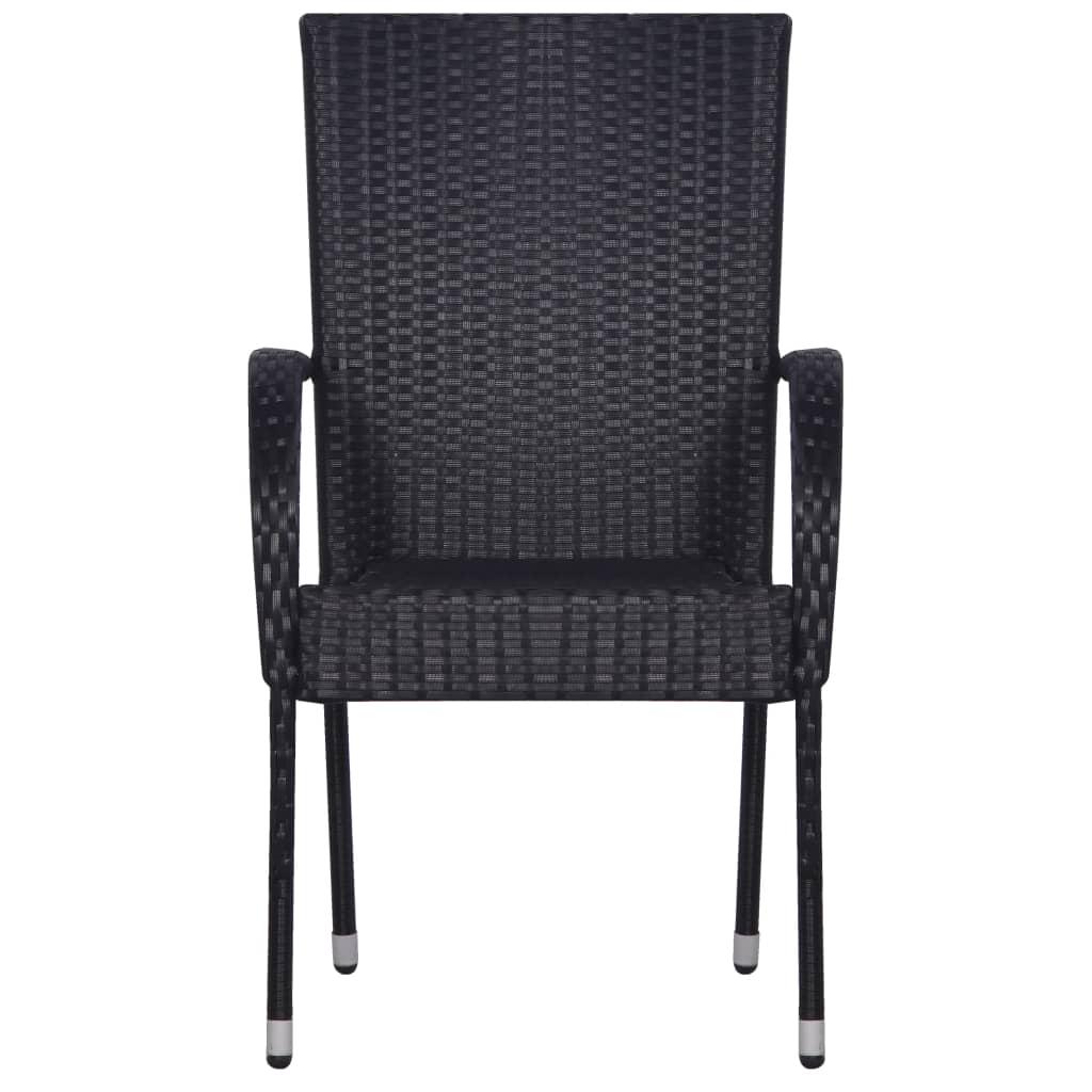 7 Piece Garden Dining Set Poly Rattan Black