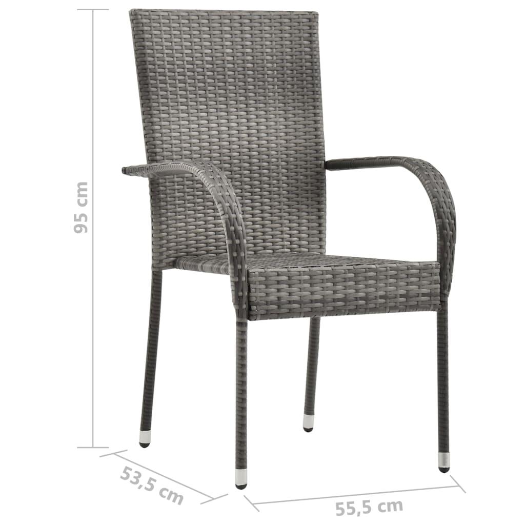 7 Piece Garden Dining Set Poly Rattan Grey