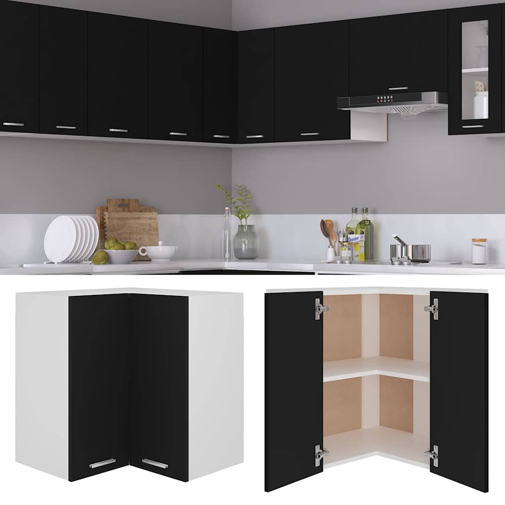 Hanging Corner Cabinet Lyon Black 57x57x60 cm Engineered Wood