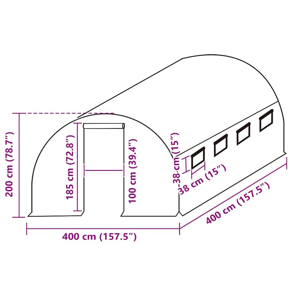 Greenhouse Replacement Cover (16 m²) 400x400x200 cm Green