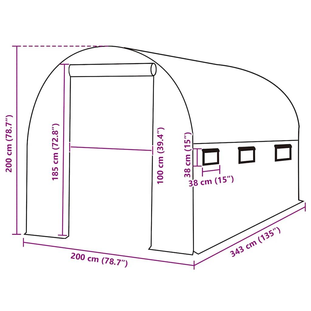 Greenhouse Replacement Cover (6.86 m²) 200x343x200 cm Green
