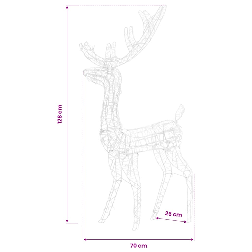 Acrylic Reindeer Christmas Decoration 140 LEDs 128 cm Blue