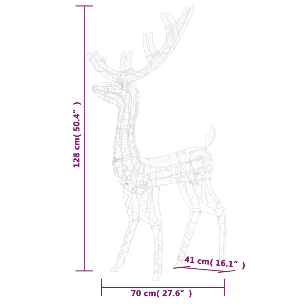 Acrylic Reindeer Christmas Decoration 140 LEDs 128 cm Colourful