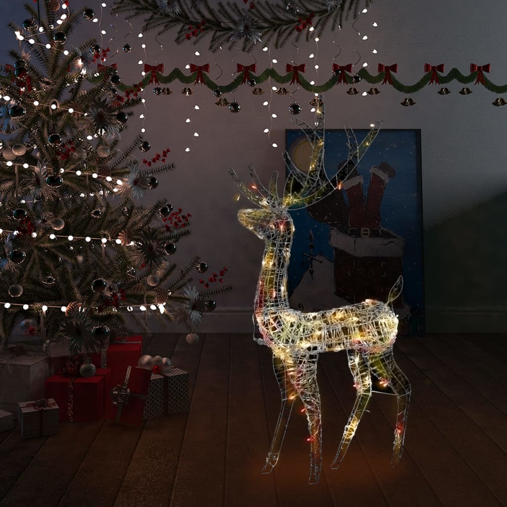 Acrylic Reindeer Christmas Decoration 140 LEDs 128 cm Colourful