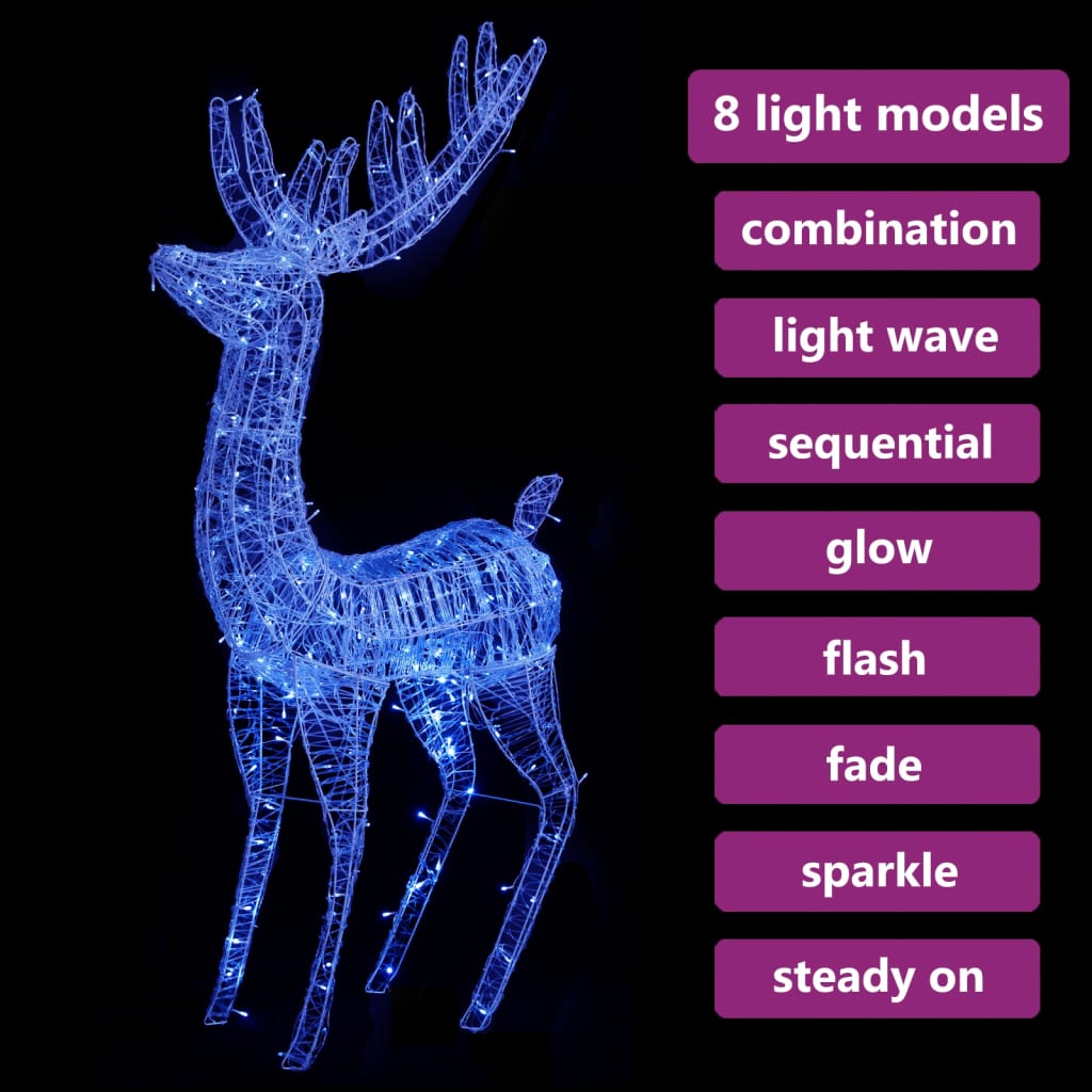 XXL Acrylic Christmas Reindeer 250 LED 180 cm Blue