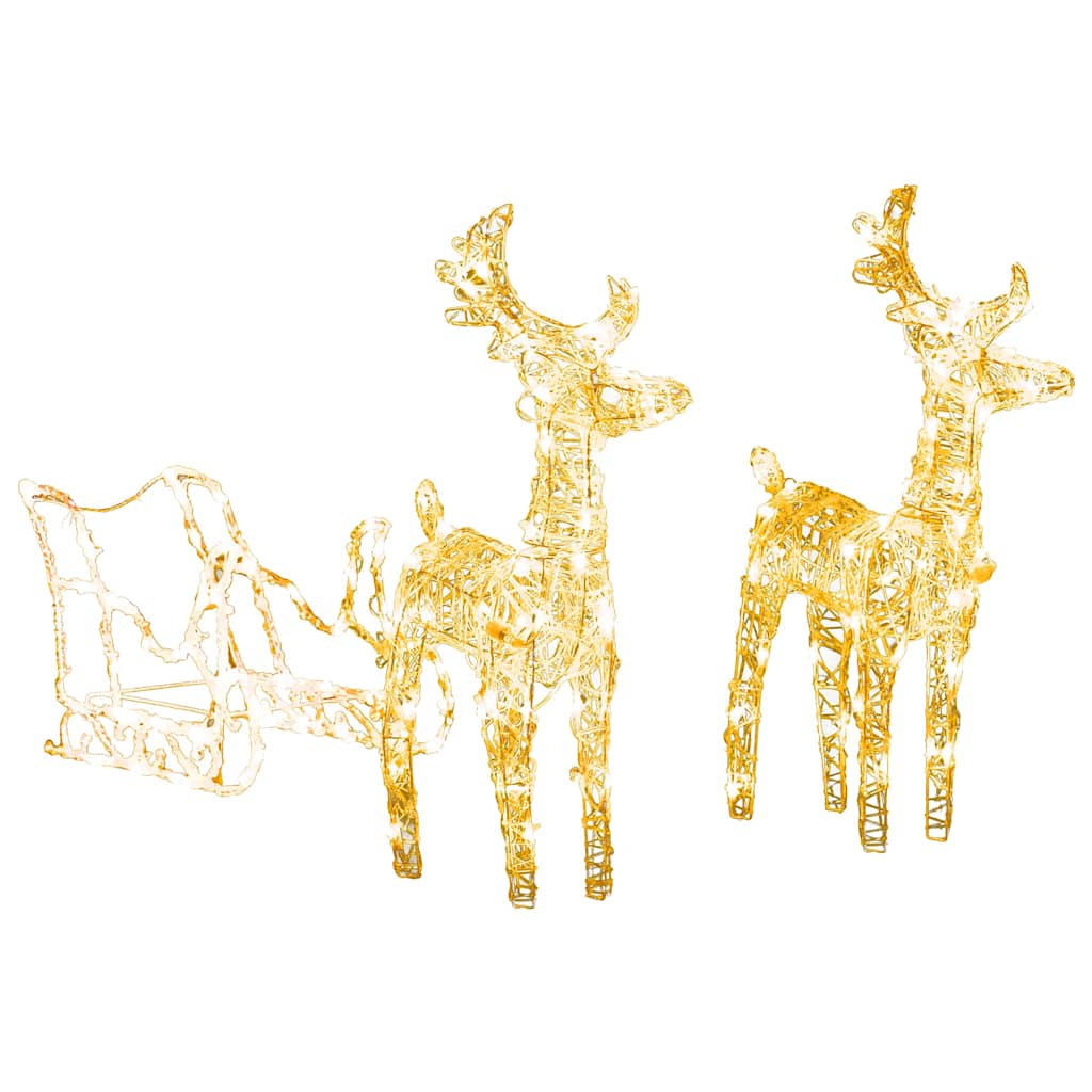 Reindeers & Sleigh Christmas Decoration 160 LEDs 130 cm Acrylic