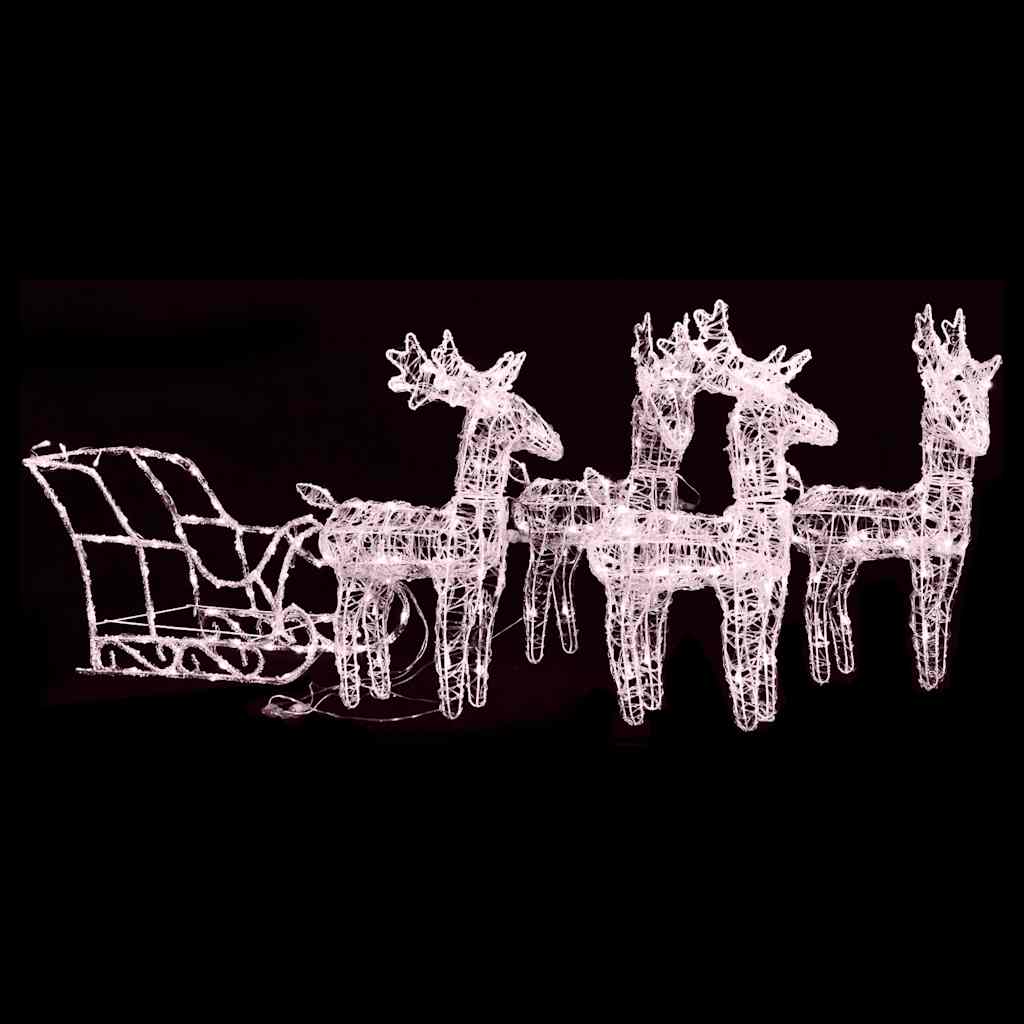 Reindeers &amp; Sleigh Christmas Decoration 280x28x55 cm Acrylic