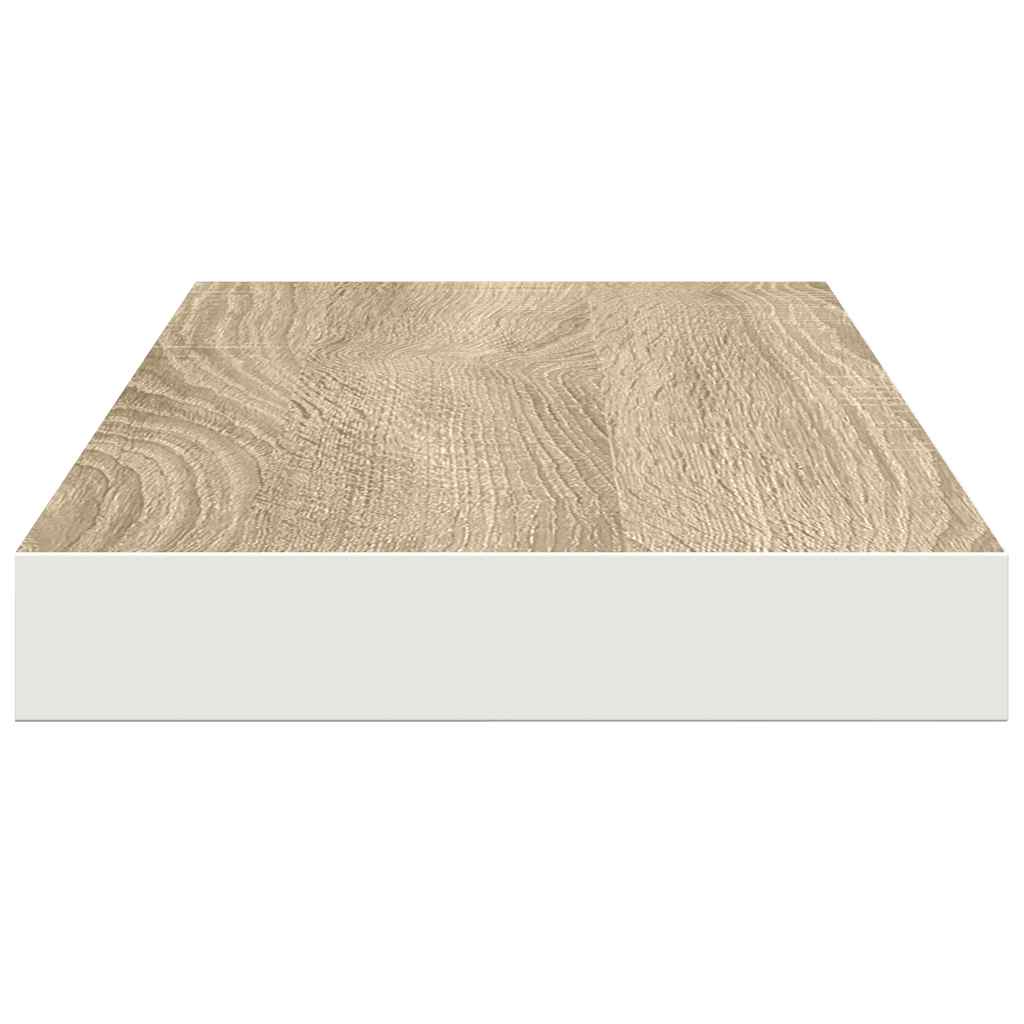 Floating Wall Shelves 2 pcs Oak and White 60x23.5x3.8 cm MDF