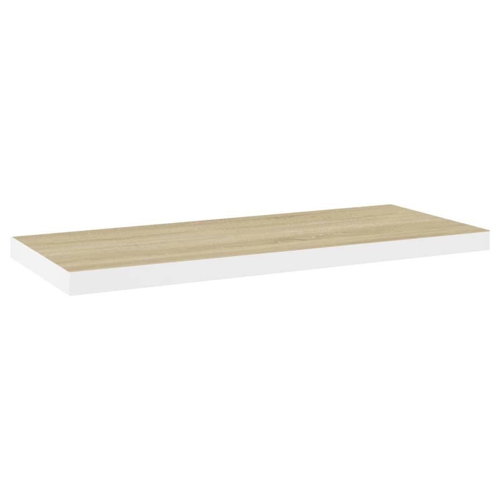 Floating Wall Shelf Oak and White 80x23.5x3.8 cm MDF