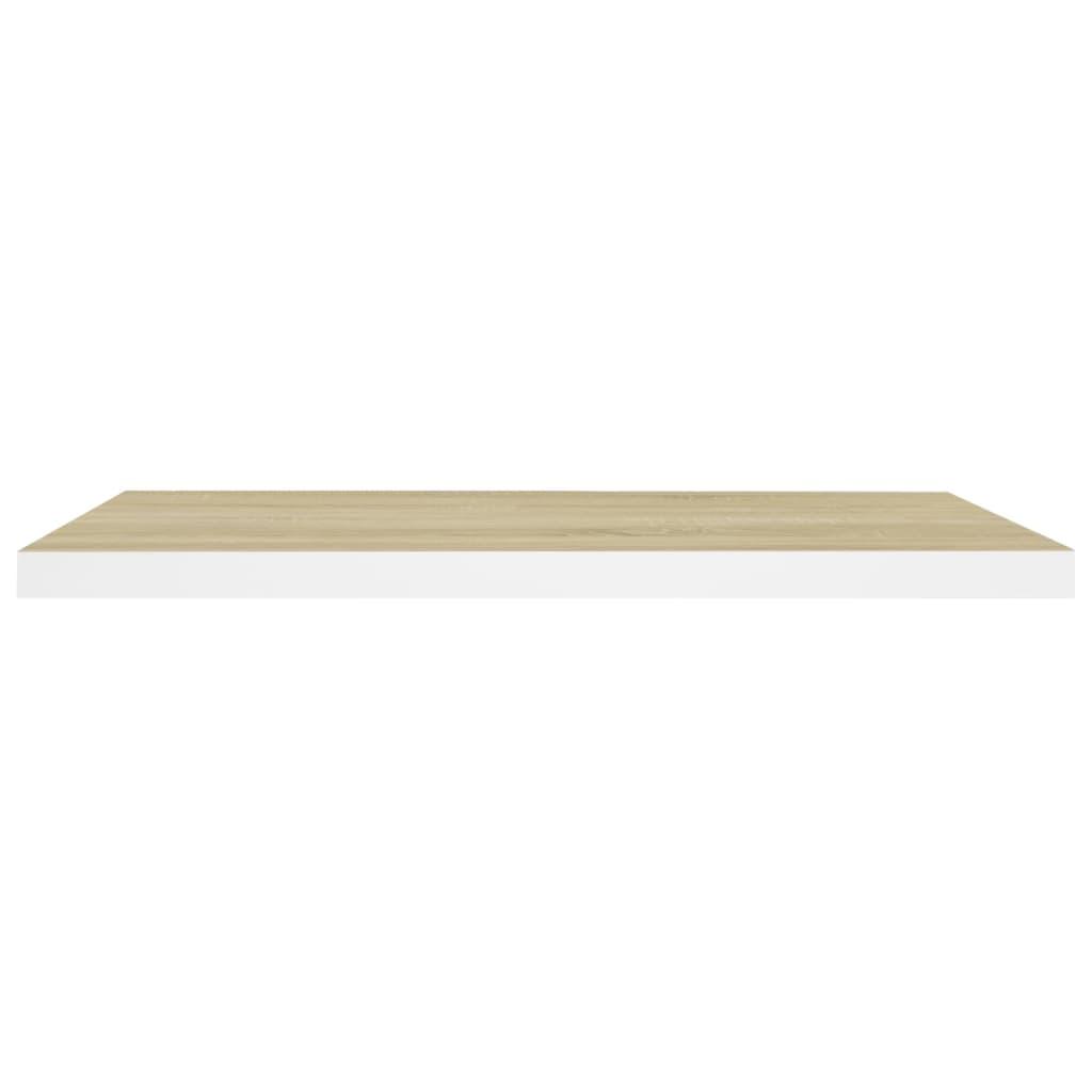Floating Wall Shelf Oak and White 80x23.5x3.8 cm MDF