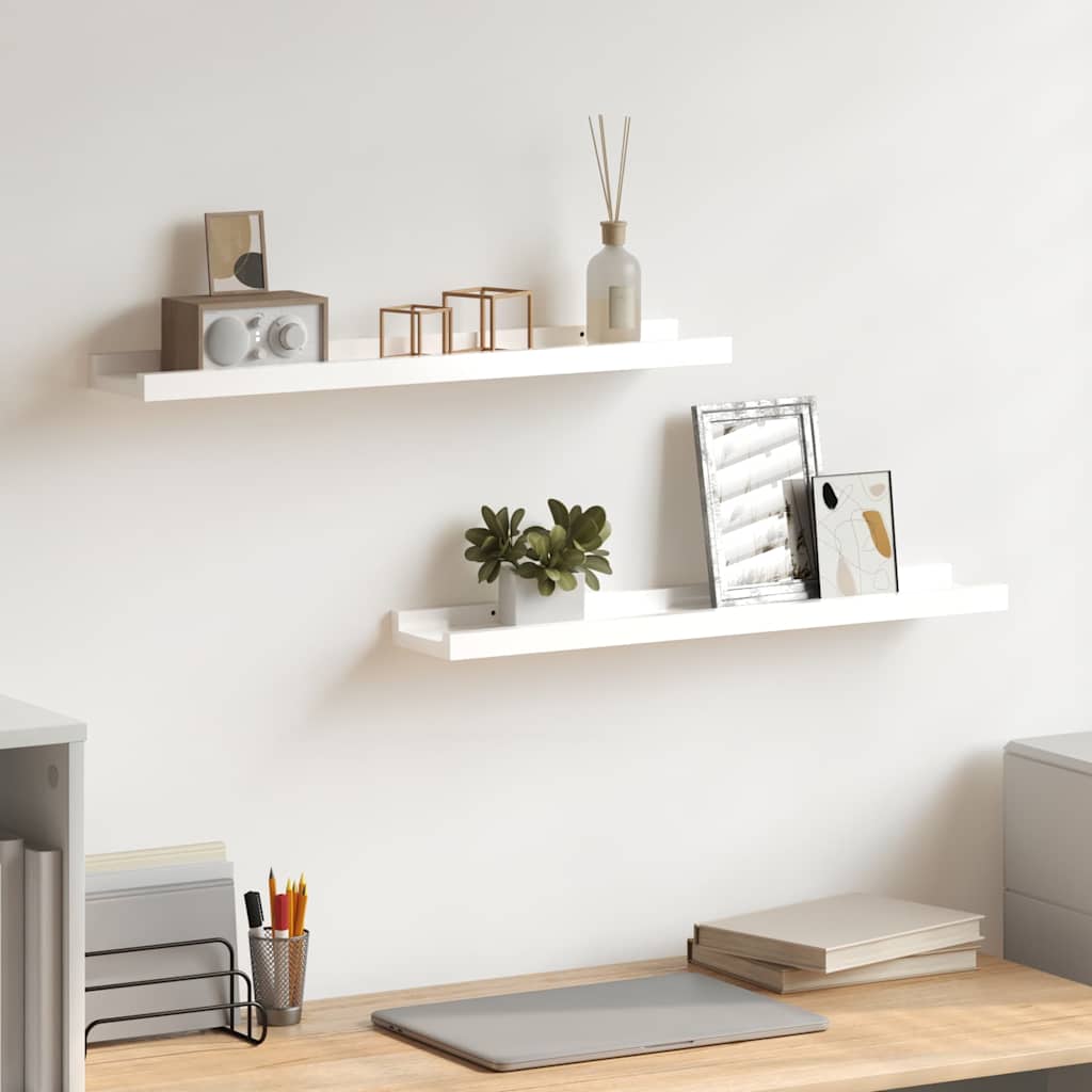 Wall Shelves 2 pcs High Gloss White 60x9x3 cm