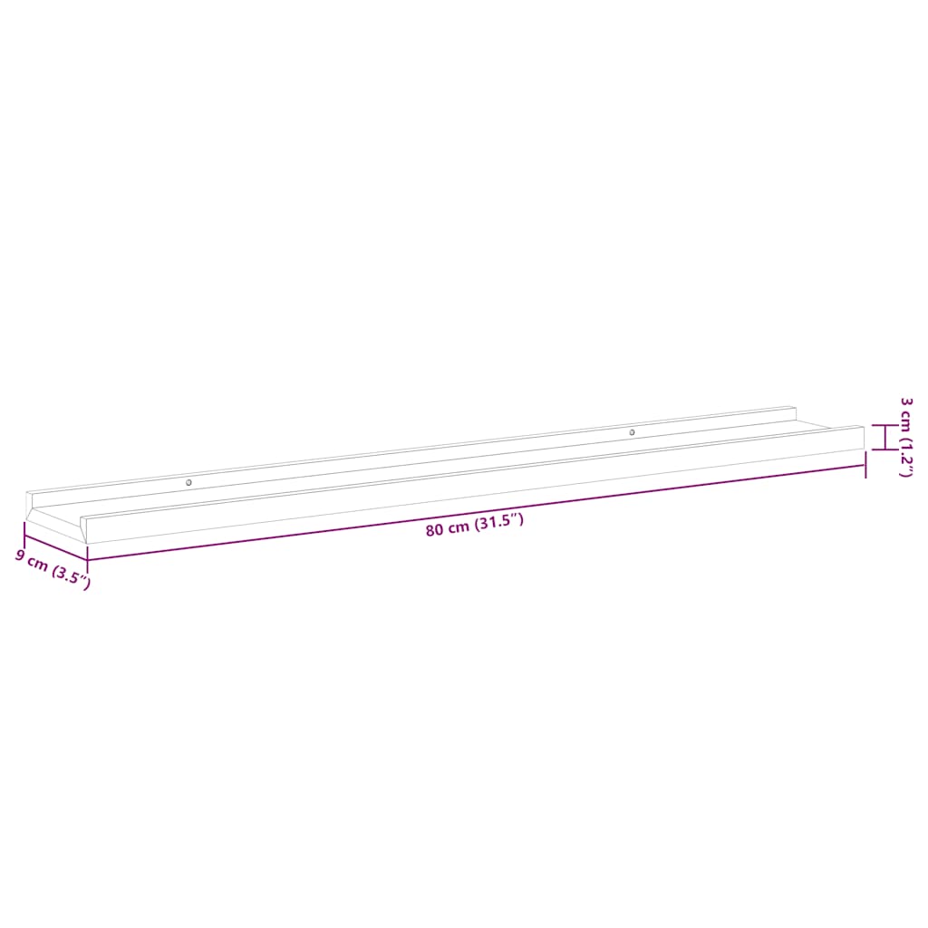 Wall Shelves 2 pcs High Gloss White 80x9x3 cm