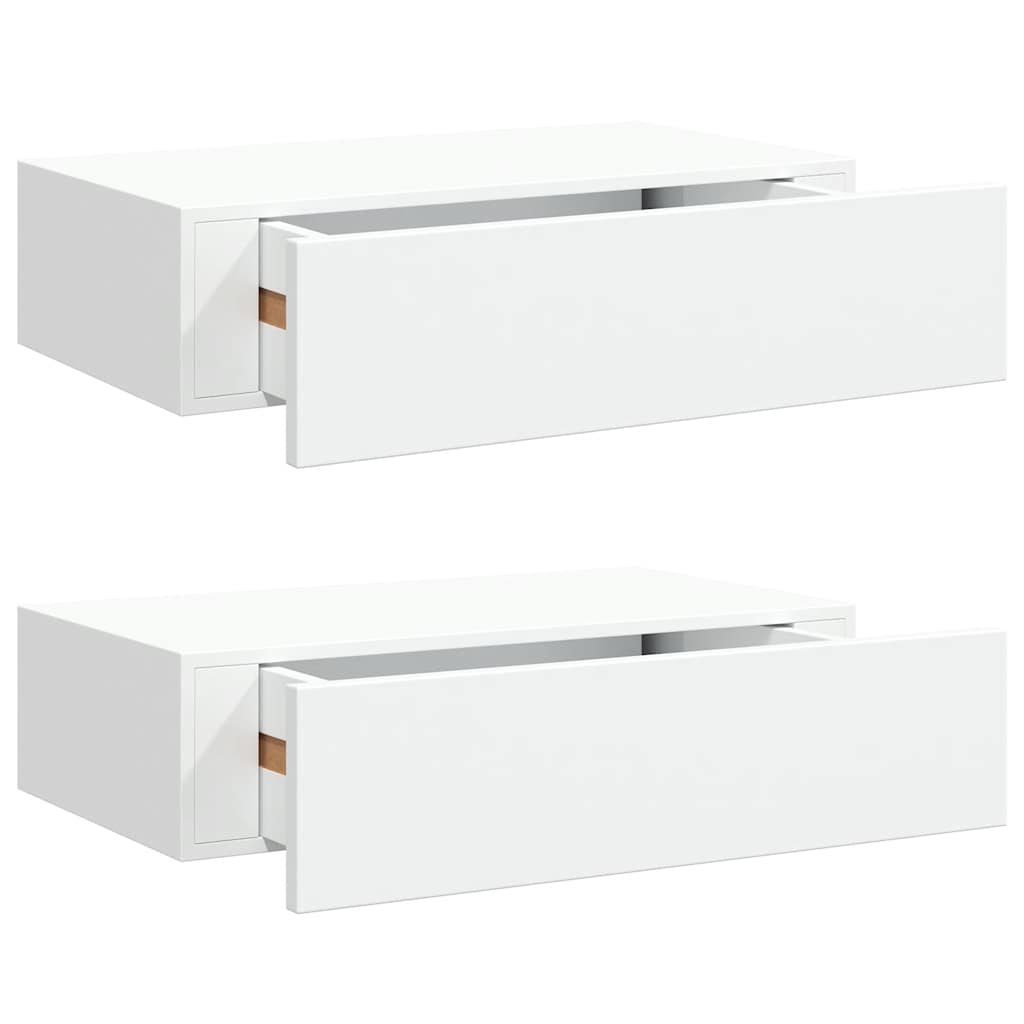 Wall-mounted Drawer Shelves 2 pcs White 40x23.5x10 cm MDF