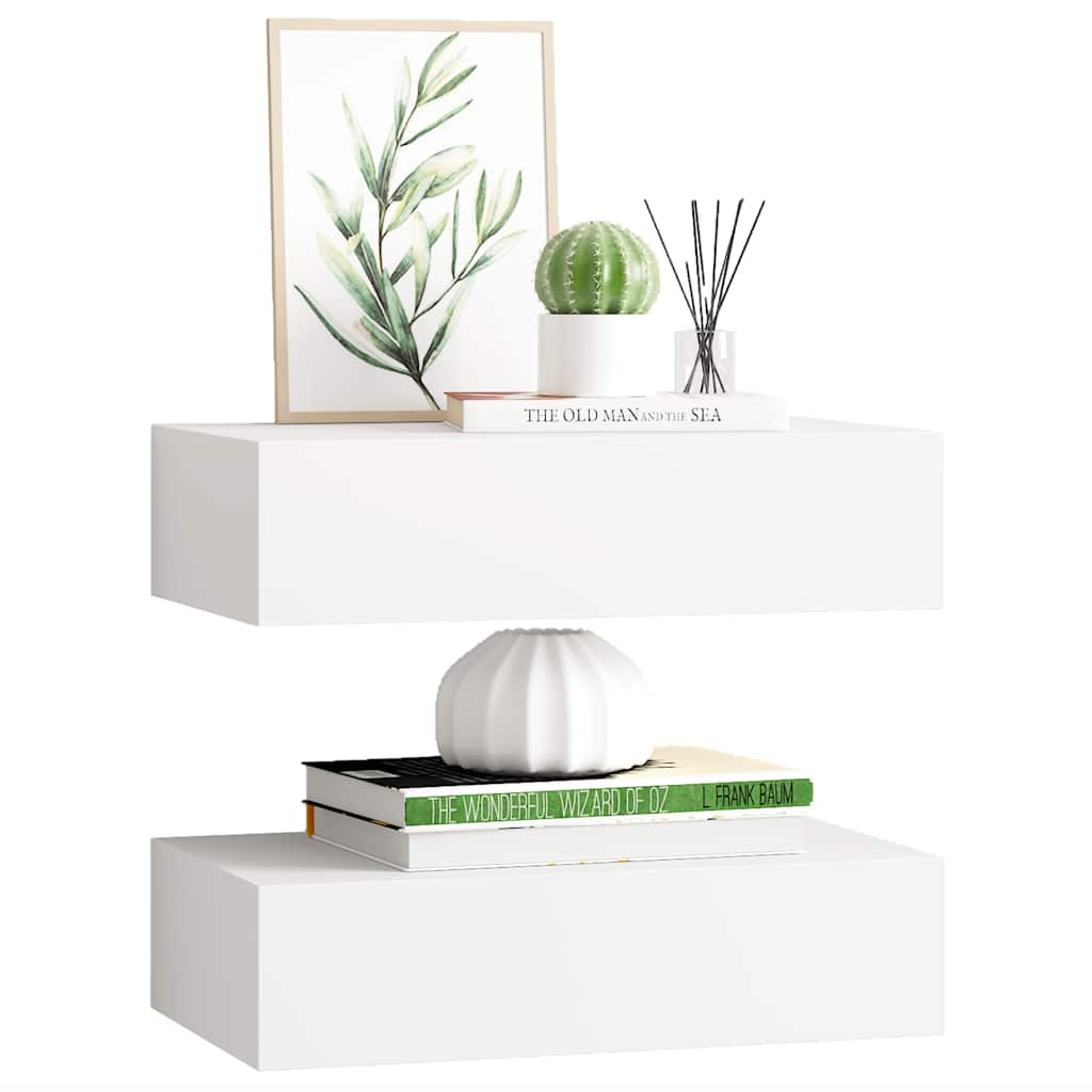 Wall-mounted Drawer Shelves 2 pcs White 40x23.5x10 cm MDF