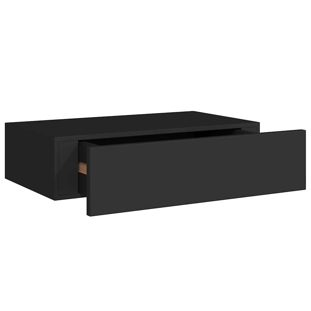 Wall-mounted Drawer Shelf Black 40x23.5x10cm MDF