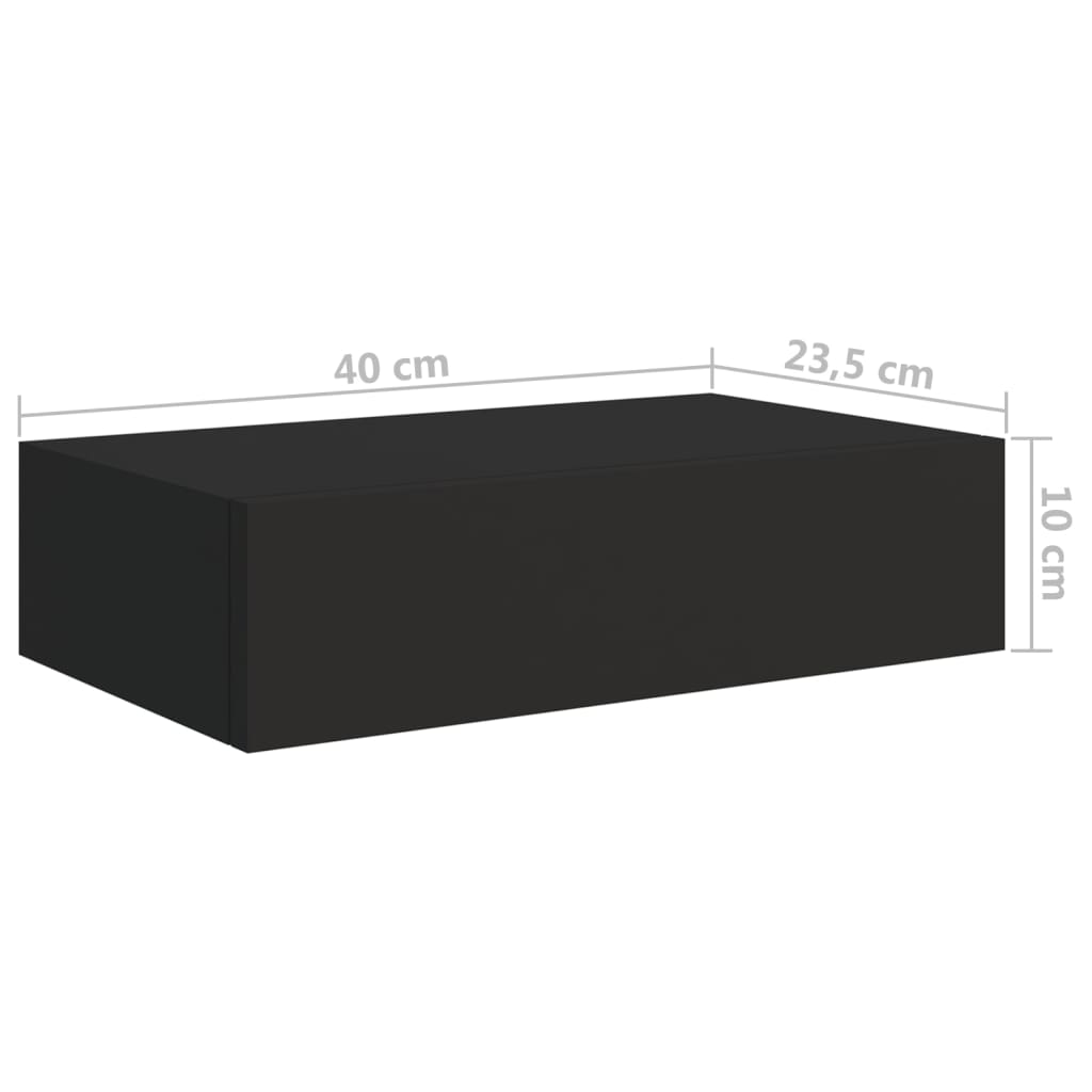 Wall-mounted Drawer Shelves 2 pcs Black 40x23.5x10cm MDF