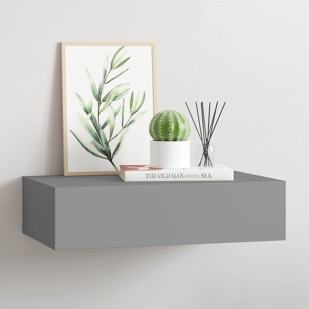 Wall-mounted Drawer Shelf Grey 40x23,5x10cm MDF