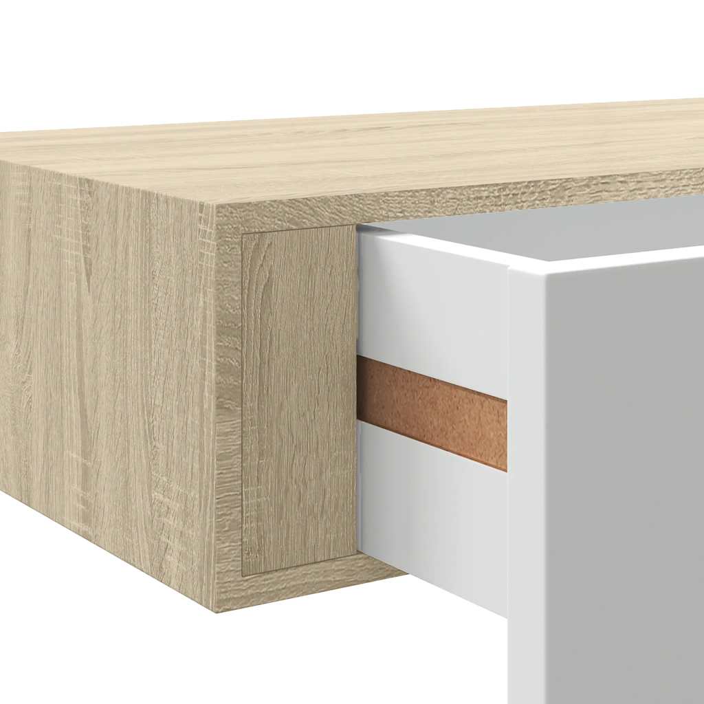 Wall Drawer Shelves 2 pcs Oak and White 40x23.5x10cm MDF