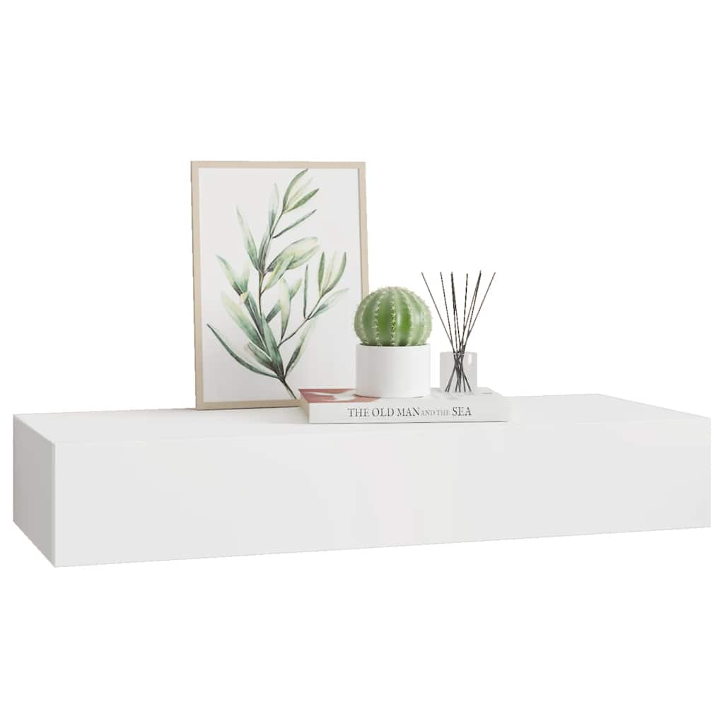 Wall-mounted Drawer Shelf White 60x23.5x10 cm MDF