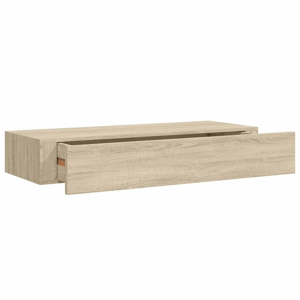 Wall-mounted Drawer Shelves 2 pcs Oak 60x23.5x10cm MDF