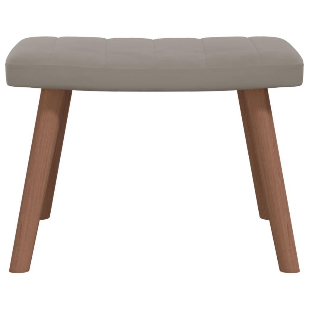 Relaxing Chair with a Stool Light Grey Velvet