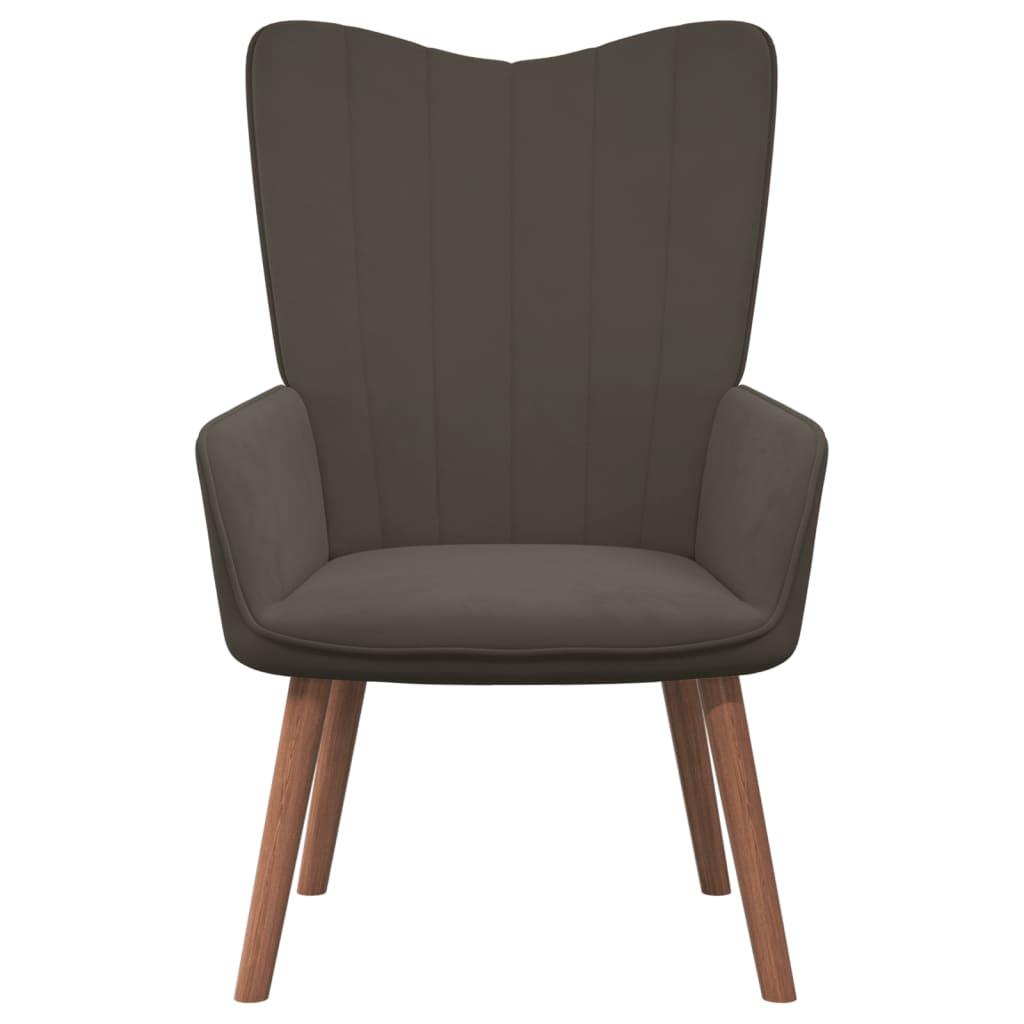 Relaxing Chair with a Stool Dark Grey Velvet