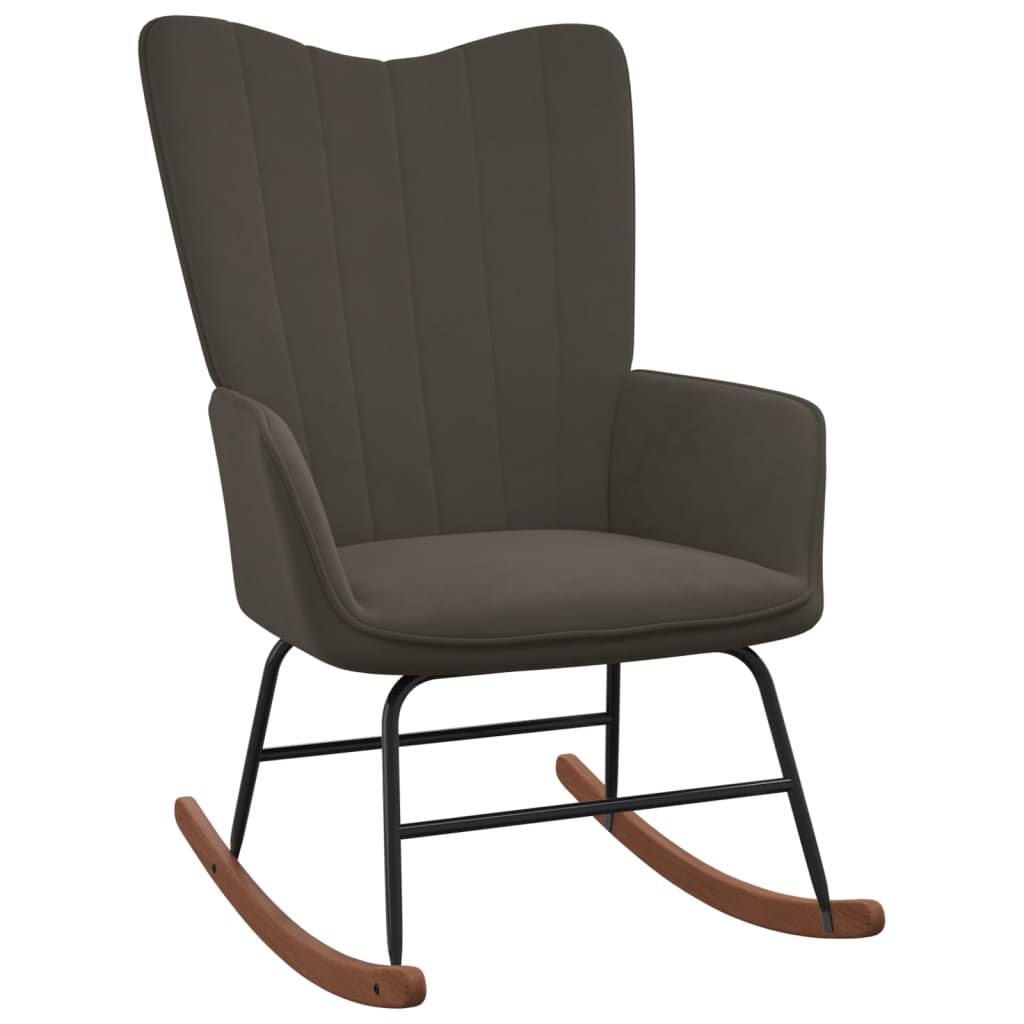 Rocking Chair Dark Grey Velvet