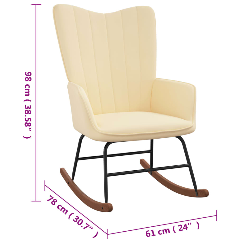 Rocking Chair Cream White Velvet