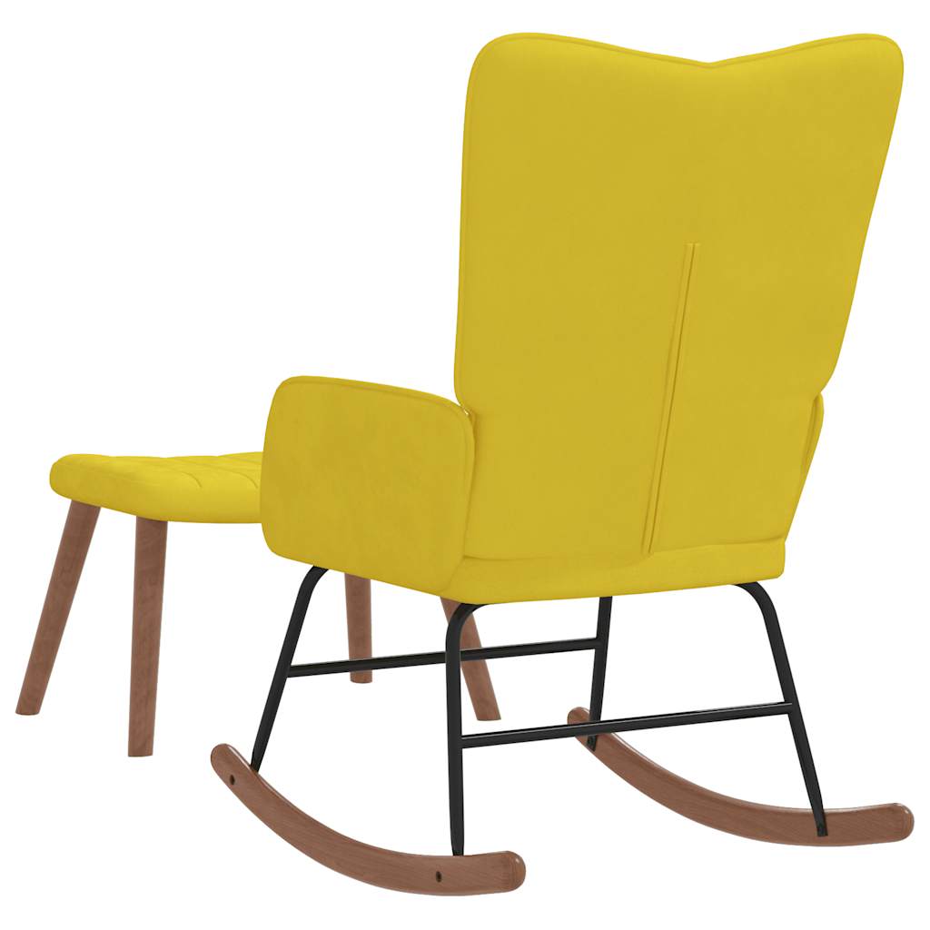 Rocking Chair with a Stool Mustard Yellow Velvet