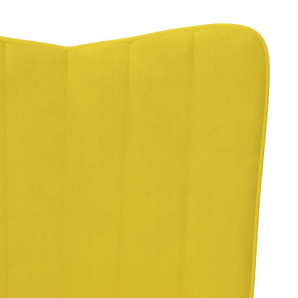 Rocking Chair with a Stool Mustard Yellow Velvet