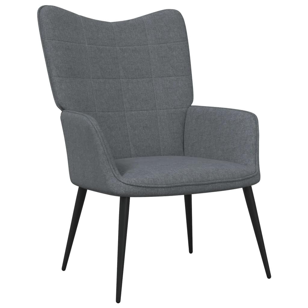 Relaxing Chair with a Stool Dark Grey Fabric