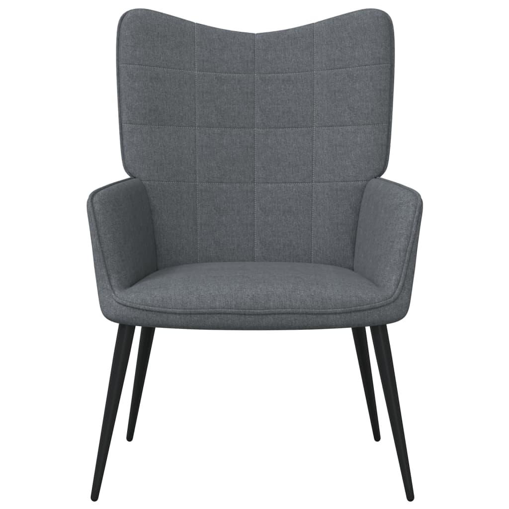 Relaxing Chair with a Stool Dark Grey Fabric