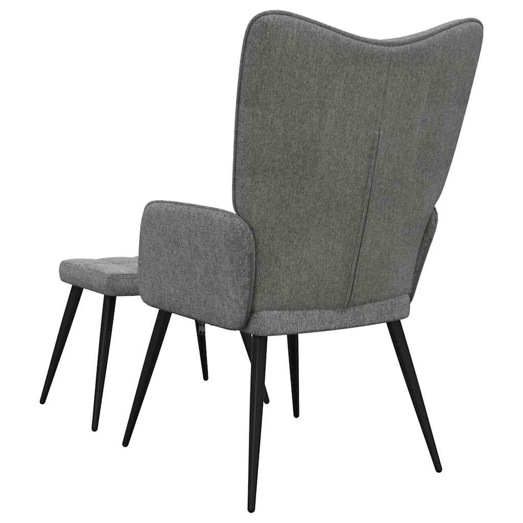 Relaxing Chair with a Stool Dark Grey Fabric