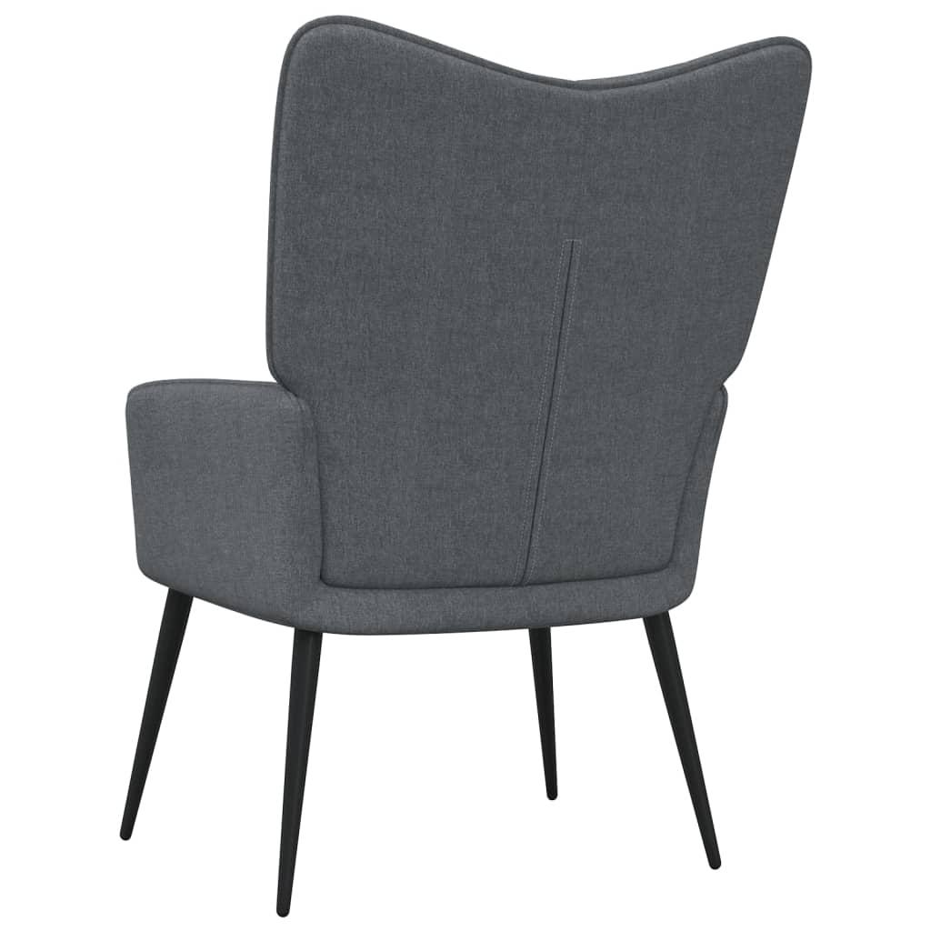 Relaxing Chair with a Stool Dark Grey Fabric