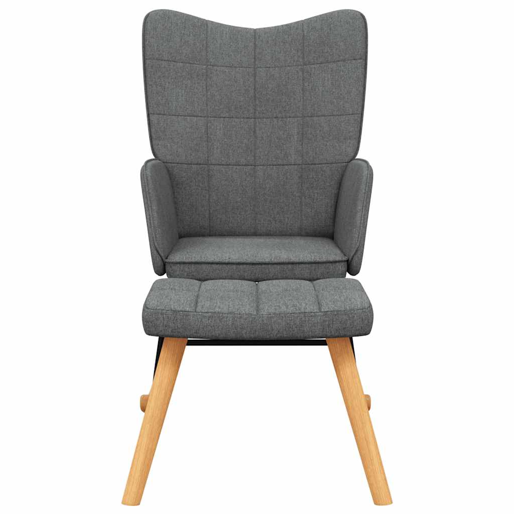 Rocking Chair with a Stool Dark Grey Fabric